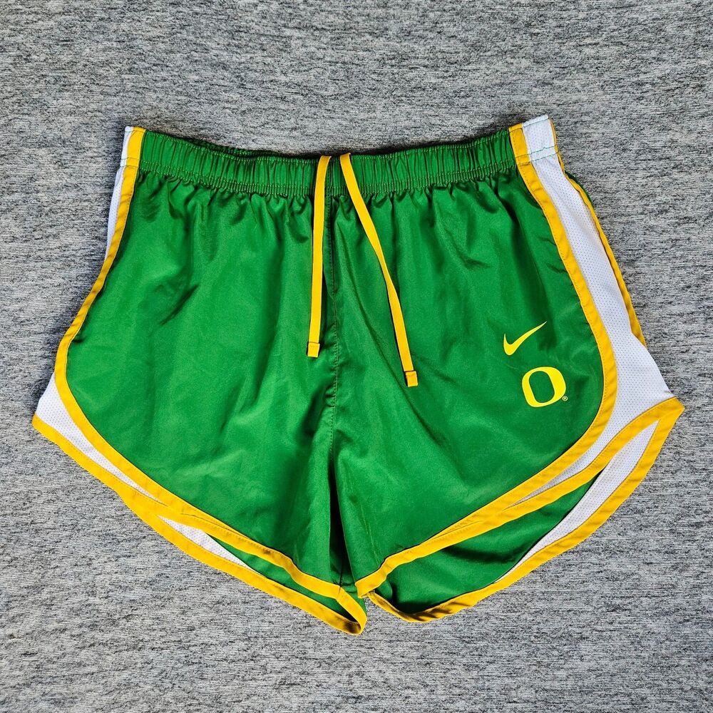 Nike Standard Fit Running Shorts Oregon Ducks Women's Large Green Dri-Fit EUC